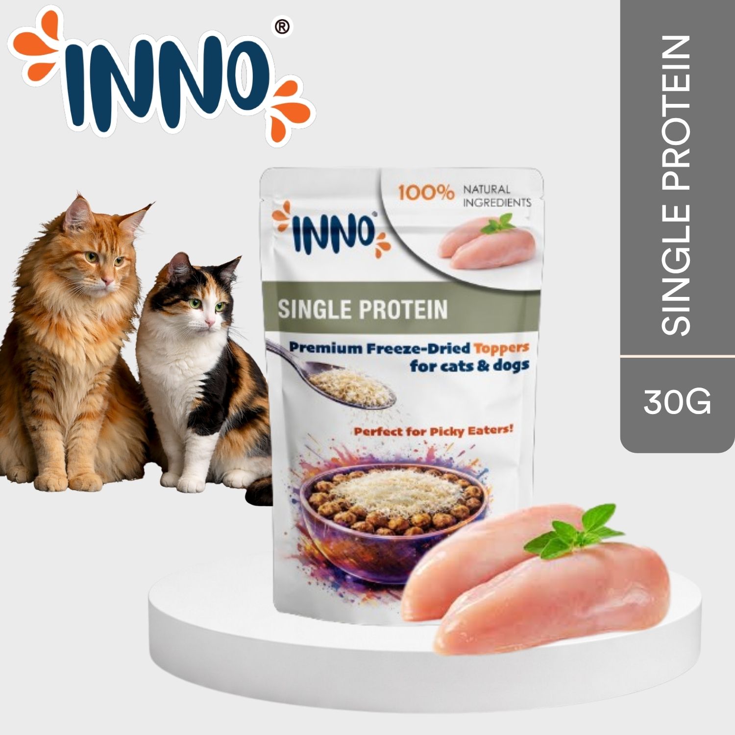 INNO® Single Protein Chicken Floss freeze-dried functional topper 30g